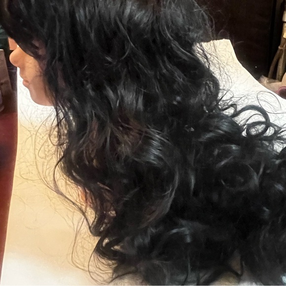 Curly Long Black Wig with Bang Full Cap - Picture 7 of 7
